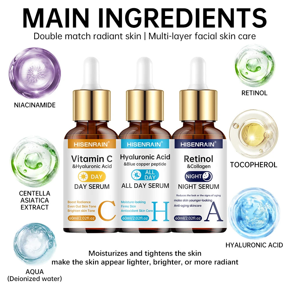 Vitamin C + Retinol + Hyaluronic Acid Serum Trio