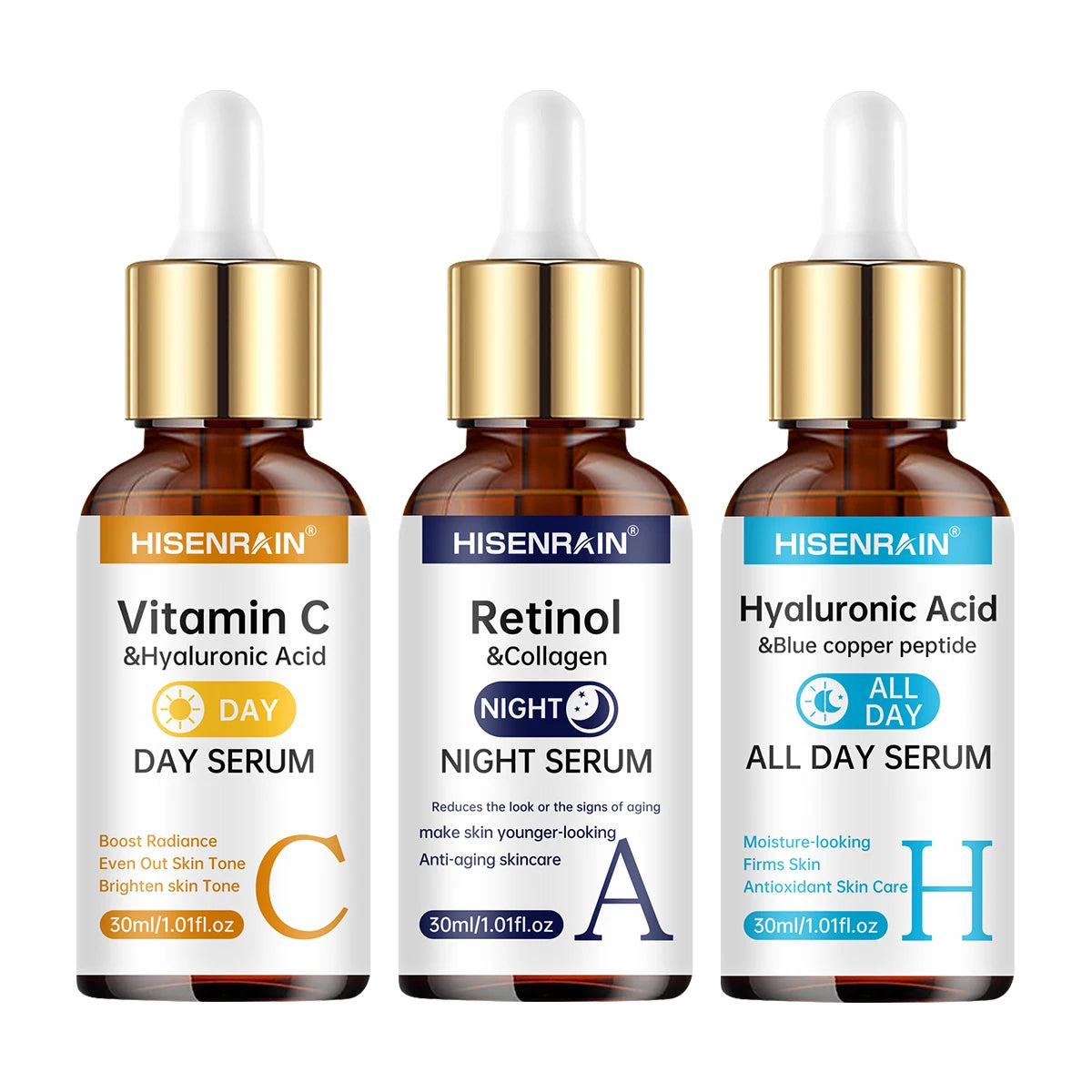 Vitamin C + Retinol + Hyaluronic Acid Serum Trio